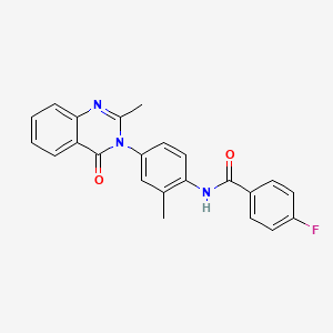 molecular formula C23H18FN3O2 B2486232 4-氟-N-[2-甲基-4-(2-甲基-4-氧代喹唑啉-3-基)苯基]苯甲酰胺 CAS No. 906149-65-3