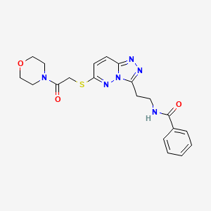 molecular formula C20H22N6O3S B2486236 N-(2-(6-((2-吗啉基-2-氧乙基)硫代)-[1,2,4]三唑并[4,3-b]吡啶-3-基)乙基)苯甲酰胺 CAS No. 872988-26-6