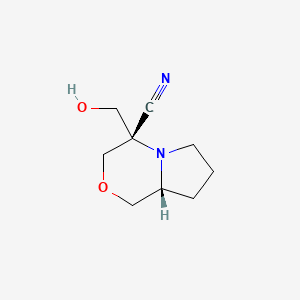 molecular formula C9H14N2O2 B2486255 rac-(4R,8aS)-4-(Hydroxymethyl)hexahydro-1H-pyrrolo[2,1-c][1,4]oxazine-4-carbonitrile CAS No. 1823688-33-0