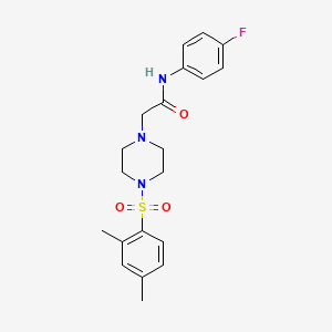 molecular formula C20H24FN3O3S B2486262 2-[4-(2,4-dimethylbenzenesulfonyl)piperazin-1-yl]-N-(4-fluorophenyl)acetamide CAS No. 706774-63-2