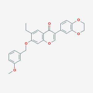 B2486264 3-(2,3-dihydrobenzo[b][1,4]dioxin-6-yl)-6-ethyl-7-((3-methoxybenzyl)oxy)-4H-chromen-4-one CAS No. 610751-64-9