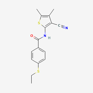 molecular formula C16H16N2OS2 B2486265 N-(3-cyano-4,5-dimethylthiophen-2-yl)-4-(ethylthio)benzamide CAS No. 886933-68-2