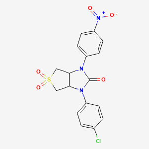 molecular formula C17H14ClN3O5S B2486268 1-(4-chlorophenyl)-3-(4-nitrophenyl)tetrahydro-1H-thieno[3,4-d]imidazol-2(3H)-one 5,5-dioxide CAS No. 620543-59-1