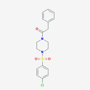 molecular formula C18H19ClN2O3S B248627 1-[(4-Chlorophenyl)sulfonyl]-4-(phenylacetyl)piperazine 