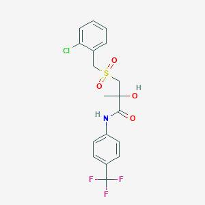 molecular formula C18H17ClF3NO4S B2486270 3-[(2-chlorobenzyl)sulfonyl]-2-hydroxy-2-methyl-N-[4-(trifluoromethyl)phenyl]propanamide CAS No. 338956-22-2