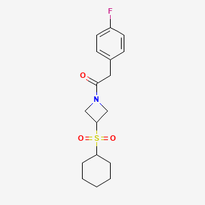 molecular formula C17H22FNO3S B2486284 1-(3-(Cyclohexylsulfonyl)azetidin-1-yl)-2-(4-fluorophenyl)ethanone CAS No. 1705296-70-3