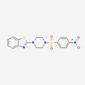 molecular formula C17H16N4O4S2 B2486293 2-{4-[(4-Nitrophenyl)sulfonyl]piperazino}-1,3-benzothiazole CAS No. 478077-04-2