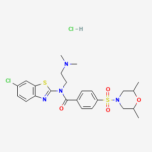 molecular formula C24H30Cl2N4O4S2 B2486324 N-(6-chlorobenzo[d]thiazol-2-yl)-N-(2-(dimethylamino)ethyl)-4-((2,6-dimethylmorpholino)sulfonyl)benzamide hydrochloride CAS No. 1321760-24-0