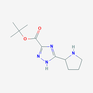 molecular formula C11H18N4O2 B2486329 Tert-butyl 5-pyrrolidin-2-yl-1H-1,2,4-triazole-3-carboxylate CAS No. 2248274-02-2
