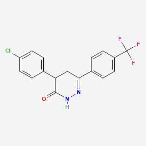 molecular formula C17H12ClF3N2O B2486344 4-(4-chlorophenyl)-6-[4-(trifluoromethyl)phenyl]-4,5-dihydro-3(2H)-pyridazinone CAS No. 478260-86-5