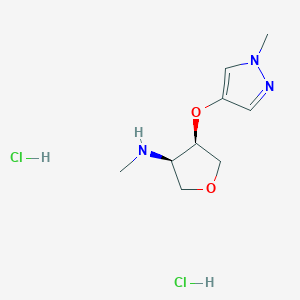 molecular formula C9H17Cl2N3O2 B2486354 (3R,4R)-N-methyl-4-[(1-methyl-1H-pyrazol-4-yl)oxy]oxolan-3-amine dihydrochloride CAS No. 2059912-47-7