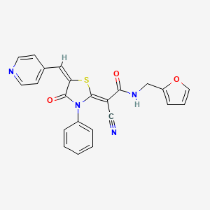 molecular formula C23H16N4O3S B2486358 (Z)-2-氰基-N-(呋喃-2-基甲基)-2-((E)-4-氧代-3-苯基-5-(吡啶-4-基甲亚基)噻唑烷-2-基亚亚乙酰胺 CAS No. 853890-66-1
