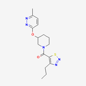 molecular formula C16H21N5O2S B2486368 (3-((6-Methylpyridazin-3-yl)oxy)piperidin-1-yl)(4-propyl-1,2,3-thiadiazol-5-yl)methanone CAS No. 2034226-25-8