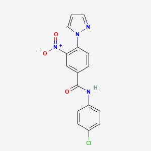 molecular formula C16H11ClN4O3 B2486380 N-(4-氯苯基)-3-硝基-4-(1H-吡唑-1-基)苯甲酰胺 CAS No. 321534-57-0
