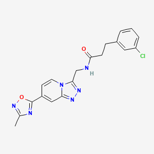 molecular formula C19H17ClN6O2 B2486383 3-(3-chlorophenyl)-N-((7-(3-methyl-1,2,4-oxadiazol-5-yl)-[1,2,4]triazolo[4,3-a]pyridin-3-yl)methyl)propanamide CAS No. 2034598-51-9
