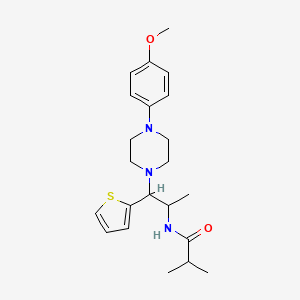 molecular formula C22H31N3O2S B2486388 N-(1-(4-(4-methoxyphenyl)piperazin-1-yl)-1-(thiophen-2-yl)propan-2-yl)isobutyramide CAS No. 887206-38-4