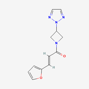 molecular formula C12H12N4O2 B2486392 (E)-1-(3-(2H-1,2,3-triazol-2-yl)azetidin-1-yl)-3-(furan-2-yl)prop-2-en-1-one CAS No. 2321337-30-6