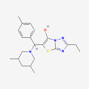molecular formula C21H28N4OS B2486419 5-((3,5-二甲基哌啶-1-基)(对甲苯基)甲基)-2-乙基噻唑并[3,2-b][1,2,4]噻唑-6-醇 CAS No. 1008980-37-7