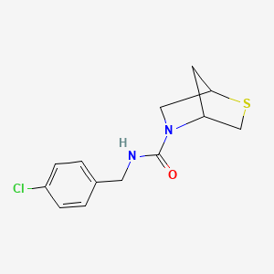 molecular formula C13H15ClN2OS B2486427 N-(4-chlorobenzyl)-2-thia-5-azabicyclo[2.2.1]heptane-5-carboxamide CAS No. 2034455-93-9