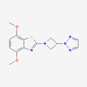 molecular formula C14H15N5O2S B2486434 4,7-Dimethoxy-2-[3-(triazol-2-yl)azetidin-1-yl]-1,3-benzothiazole CAS No. 2415503-50-1