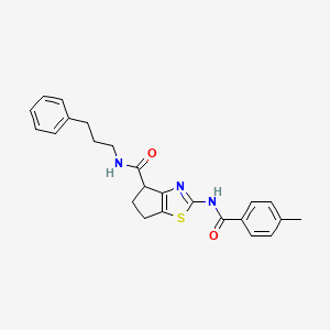molecular formula C24H25N3O2S B2486437 2-(4-methylbenzamido)-N-(3-phenylpropyl)-5,6-dihydro-4H-cyclopenta[d]thiazole-4-carboxamide CAS No. 941968-11-2