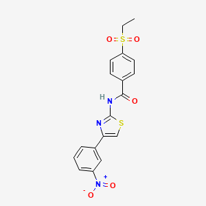 molecular formula C18H15N3O5S2 B2486440 4-(乙基磺酰基)-N-(4-(3-硝基苯基)噻唑-2-基)苯甲酰胺 CAS No. 898405-98-6