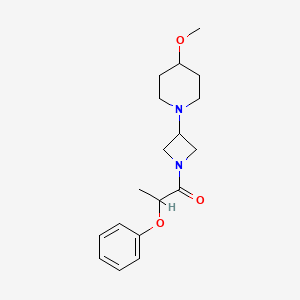 molecular formula C18H26N2O3 B2486448 1-(3-(4-Methoxypiperidin-1-yl)azetidin-1-yl)-2-phenoxypropan-1-one CAS No. 2034308-82-0