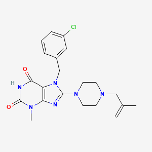 molecular formula C21H25ClN6O2 B2486452 7-(3-氯苄基)-3-甲基-8-(4-(2-甲基烯基)哌嗪-1-基)-1H-嘧啶-2,6(3H,7H)-二酮 CAS No. 878431-61-9