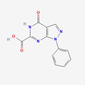 molecular formula C12H8N4O3 B2486460 4-氧代-1-苯基-1H,4H,5H-吡唑并[3,4-d]嘧啶-6-甲酸 CAS No. 1029420-88-9