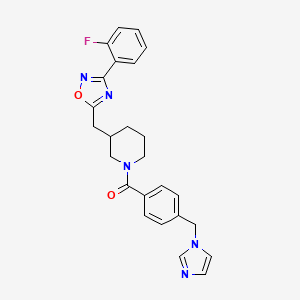 (4-((1H-imidazol-1-yl)methyl)phenyl)(3-((3-(2-fluorophenyl)-1,2,4-oxadiazol-5-yl)methyl)piperidin-1-yl)methanone