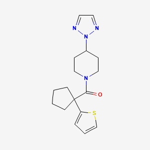 molecular formula C17H22N4OS B2486465 (4-(2H-1,2,3-triazol-2-yl)piperidin-1-yl)(1-(thiophen-2-yl)cyclopentyl)methanone CAS No. 2034473-67-9