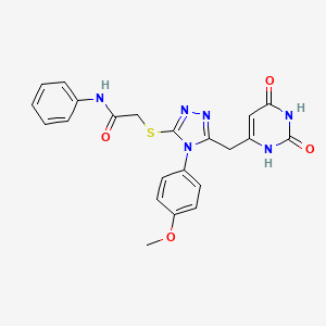 molecular formula C22H20N6O4S B2486474 2-[[5-[(2,4-dioxo-1H-pyrimidin-6-yl)methyl]-4-(4-methoxyphenyl)-1,2,4-triazol-3-yl]sulfanyl]-N-phenylacetamide CAS No. 852152-87-5