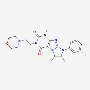 molecular formula C22H25ClN6O3 B2486476 8-(3-chlorophenyl)-1,6,7-trimethyl-3-(2-morpholinoethyl)-1H-imidazo[2,1-f]purine-2,4(3H,8H)-dione CAS No. 896829-12-2