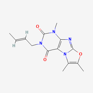 molecular formula C14H16N4O3 B2486479 (E)-3-(but-2-en-1-yl)-1,6,7-trimethyloxazolo[2,3-f]purine-2,4(1H,3H)-dione CAS No. 899948-32-4