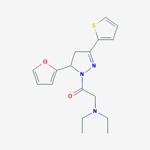 molecular formula C17H21N3O2S B2486496 2-(diethylamino)-1-(5-(furan-2-yl)-3-(thiophen-2-yl)-4,5-dihydro-1H-pyrazol-1-yl)ethanone CAS No. 791827-71-9