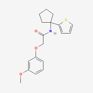 molecular formula C18H21NO3S B2486504 2-(3-methoxyphenoxy)-N-(1-(thiophen-2-yl)cyclopentyl)acetamide CAS No. 2034482-82-9