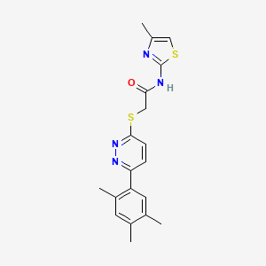 N-(4-methylthiazol-2-yl)-2-((6-(2,4,5-trimethylphenyl)pyridazin-3-yl)thio)acetamide