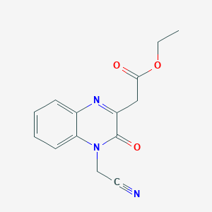 molecular formula C14H13N3O3 B2486518 Ethyl 2-[4-(cyanomethyl)-3-oxo-3,4-dihydro-2-quinoxalinyl]acetate CAS No. 478041-11-1