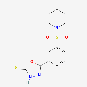 molecular formula C13H15N3O3S2 B2486525 5-[3-(Piperidine-1-sulfonyl)phenyl]-1,3,4-oxadiazole-2-thiol CAS No. 377769-50-1