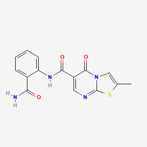 molecular formula C15H12N4O3S B2486533 N-(2-carbamoylphenyl)-2-methyl-5-oxo-5H-thiazolo[3,2-a]pyrimidine-6-carboxamide CAS No. 896342-80-6