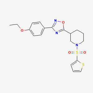 molecular formula C19H21N3O4S2 B2486534 3-[3-(4-乙氧苯基)-1,2,4-噁二唑-5-基]-1-(2-噻吩基磺酰基)哌啶 CAS No. 1105250-96-1