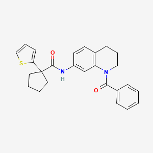 molecular formula C26H26N2O2S B2486556 N-(1-苯甲酰-1,2,3,4-四氢喹啉-7-基)-1-(噻吩-2-基)环戊烷甲酰胺 CAS No. 1206994-73-1