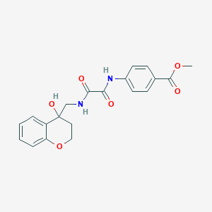 molecular formula C20H20N2O6 B2486576 甲基-4-(2-(((4-羟基噻色酮-4-基)甲基)氨基)-2-氧代乙酰胺基)苯甲酸乙酯 CAS No. 1396794-07-2