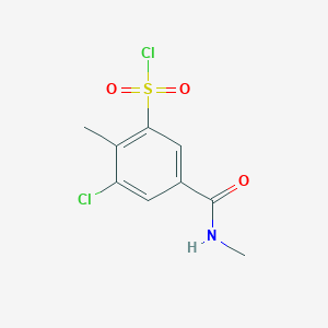 molecular formula C9H9Cl2NO3S B2486577 3-Chloro-2-methyl-5-(methylcarbamoyl)benzene-1-sulfonyl chloride CAS No. 1466712-63-9