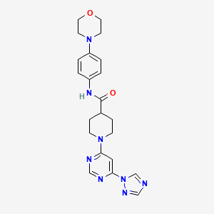 molecular formula C22H26N8O2 B2486581 1-(6-(1H-1,2,4-triazol-1-yl)pyrimidin-4-yl)-N-(4-morpholinophenyl)piperidine-4-carboxamide CAS No. 1797091-26-9