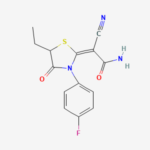 2-CYANO-2-[(2E)-5-ETHYL-3-(4-FLUOROPHENYL)-4-OXO-1,3-THIAZOLIDIN-2-YLIDENE]ACETAMIDE