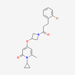 molecular formula C21H23BrN2O3 B2486586 4-((1-(3-(2-bromophenyl)propanoyl)azetidin-3-yl)oxy)-1-cyclopropyl-6-methylpyridin-2(1H)-one CAS No. 2034237-78-8