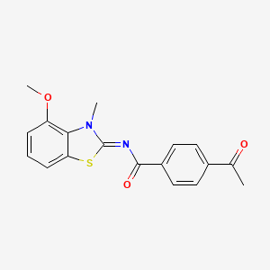 4-acetyl-N-(4-methoxy-3-methyl-1,3-benzothiazol-2-ylidene)benzamide