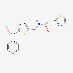 molecular formula C18H17NO2S2 B2486595 N-((5-(hydroxy(phenyl)methyl)thiophen-2-yl)methyl)-2-(thiophen-2-yl)acetamide CAS No. 1797964-68-1