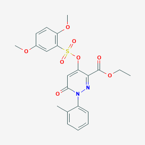 molecular formula C22H22N2O8S B2486604 Ethyl 4-(((2,5-dimethoxyphenyl)sulfonyl)oxy)-6-oxo-1-(o-tolyl)-1,6-dihydropyridazine-3-carboxylate CAS No. 899728-06-4